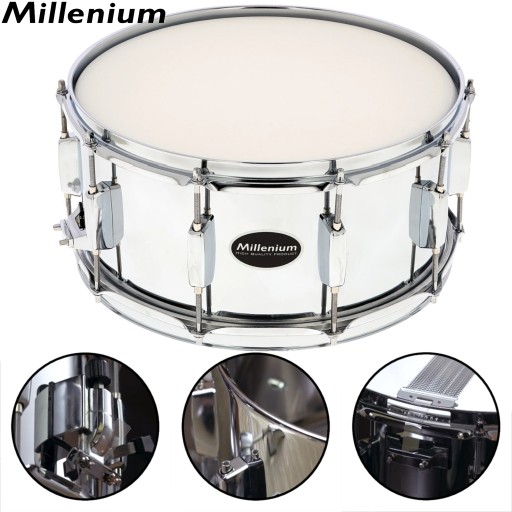 14x6,5 Power Steel Snare głęboki werbel stalowy chromowany 10śrub Millenium