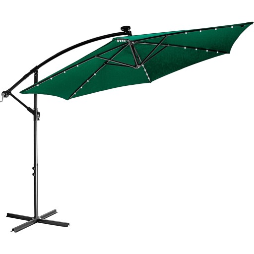 STILISTA, Parasol ogrodowy z rączką 3,5m, zielony + LED