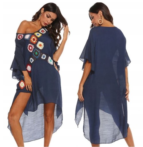 PAREO TUNIKA PLAŻOWA AŻUR KORONKOWA SUKIENKA BOHO
