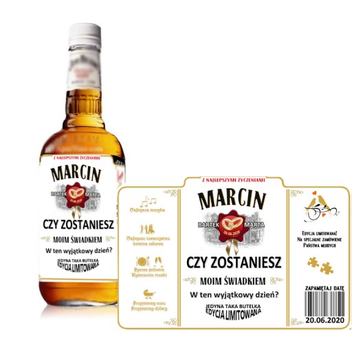 PREZENT DLA ŚWIADKA ŚLUBU ETYKIETA WHISKY JIM