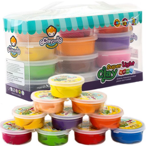 CLAYDOLL PIANKOLINA MASA PLASTYCZNA 12 sztuki w pudełeczkach + AKCESORIA