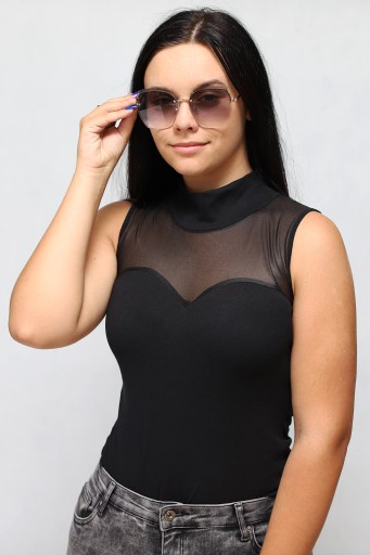 BODY, BLUZKA, BEZ RĘKAWA GOLF, TIUL