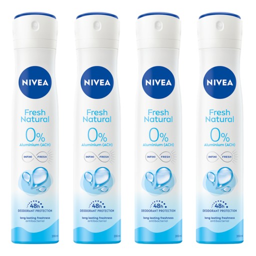 NIVEA Fresh Natural Antyperspirant Dezodorant damski w sprayu 150ml x 4