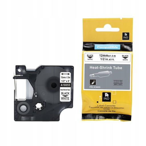 Taśma rurka termokurczliwa 12mm x 1,5m biała A18055 do DYMO RHINO
