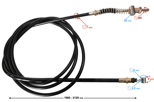 Linka Cięgno Hamulca Tylnego 210cm Skuter GY6 Zipp Romet BAOTIAN BARTON