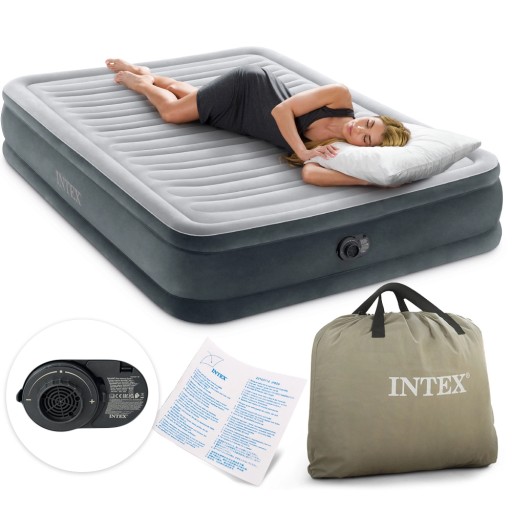 Materac welurowy z wbudowaną pompką INTEX 67768