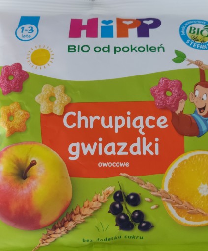 Gwiazdki HiPP Bio chrupiące owocowe od 12+ m.