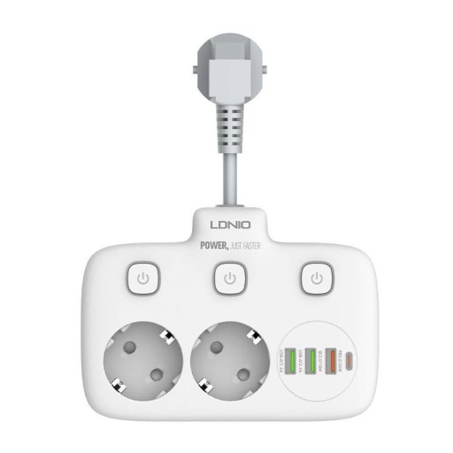 LDNIO Listwa Zasilająca 2 Gniazda AC 3x USB USB-C