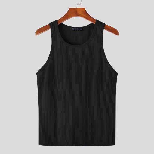 Men Tank Tops Solid Color O-neck Sleeveless Street