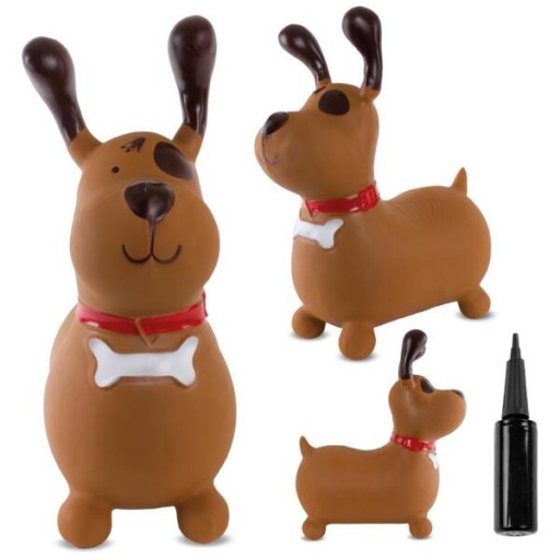 Skoczek gumowy dla dzieci REKSIO 60 cm brązowy do skakania z pompką