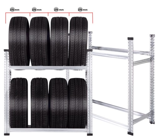 STOJAK REGAŁ PÓŁKA NA OPONY KOŁA METALOWY 8 szt DO GARAŻU 120x40x100 cm