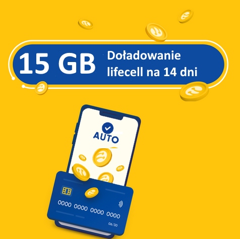 Doładowanie Lifecell Ukraina 15GB ROAMING