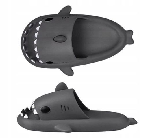 GRUBE KLAPKI NA BASEN REKINY ANTYPOŚLIZGOWE KAPCIE SHARK CZARNE 44-45