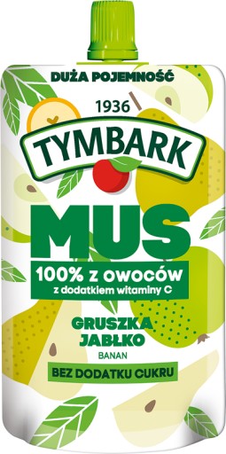 Tymbark Mus 100% GRUSZKA JABŁKO banan WIT C 200g