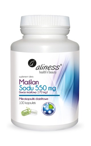 Aliness Maślan sodu Kwas masłowy 550mg JELITA Stany zapalne 100 kaps