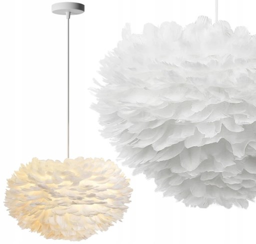 LAMPA SUFITOWA WISZĄCA GLAMOUR PIÓRA NORDIC BIAŁA WHITE TOOLIGHT