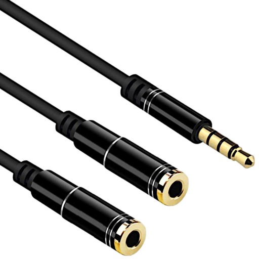 MOZOS SPLITTER ADAPTER AUDIO MINI JACK 4PIN PRZEJŚCIÓWKA NA 2 SŁUCHAWKI