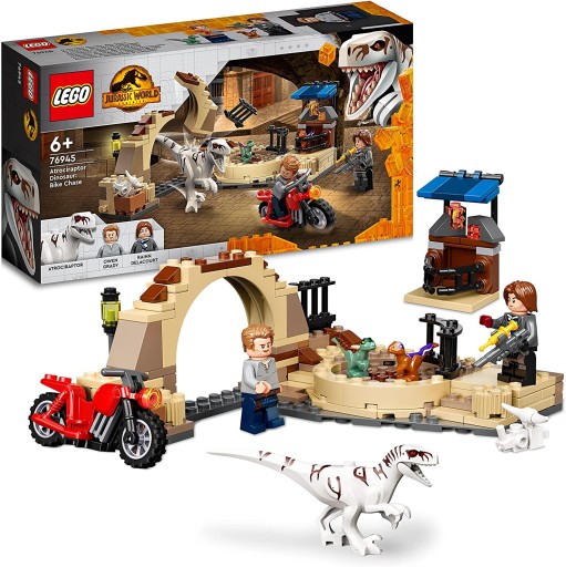 LEGO JURRASIC WORLD ATROCIRAPTOR POŚCIG NA MOTORZE DINOZAUR KLOCKI PREZENT