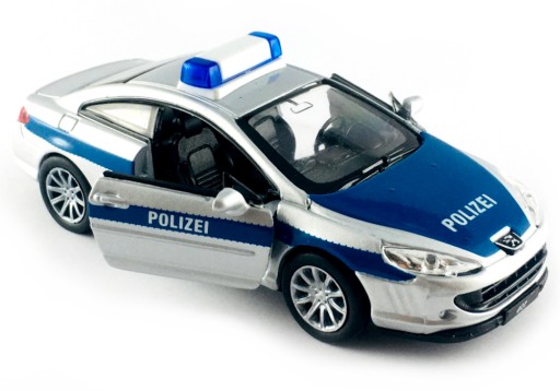 PEUGEOT 407 COUPE POLICJA MODEL METAL WELLY 1:34