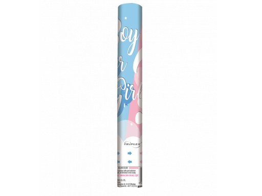 Konfetti pneumatyczne BABY SHOWER błękitne BOY OR GIRL? TXK129B Triplex