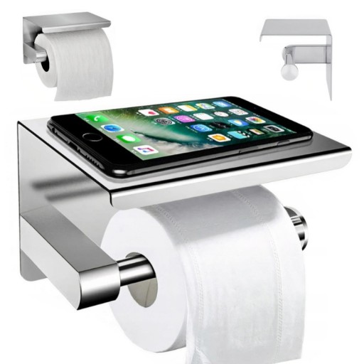 UCHWYT NA PAPIER TOALETOWY Z PÓŁKĄ CHROM LOFT WC