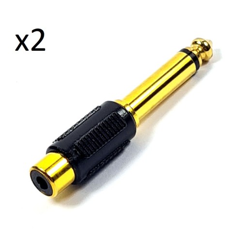 Przejście Jack: wtyk 6.3 mono-gniazdo RCA złote x2