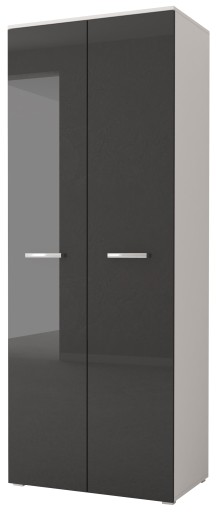 Szafa 2D Garderoba FRANCO 80 cm Czarny półpołysk