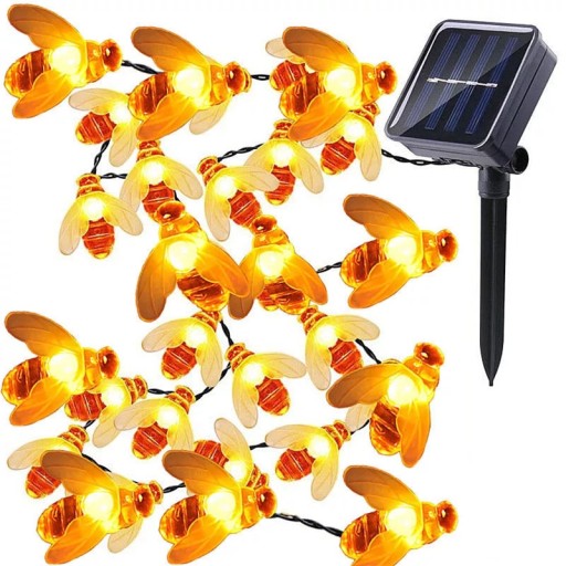Girlanda Ogrodowa Solarna Pszczółki Pszczoły Lampki LED Ciepła Biel 4m