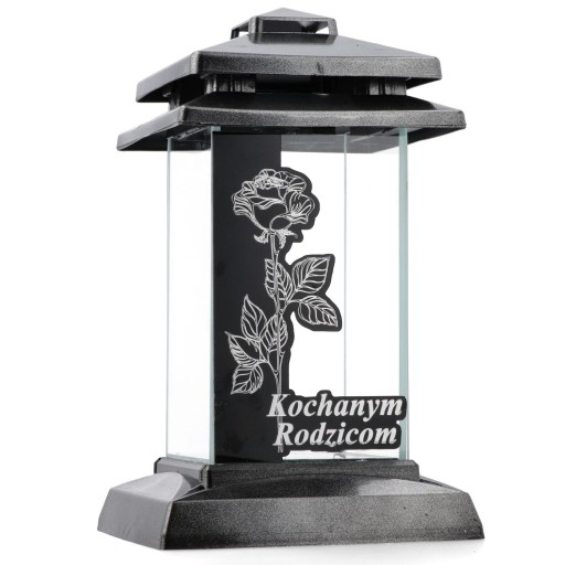 Znicz SZ 1 prosty srebrny Kochanym Rodzicom róża 27cm