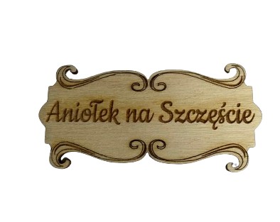 Tabliczka z napisem tekstem Aniołek na Szczęście decoupage scrapki dekor