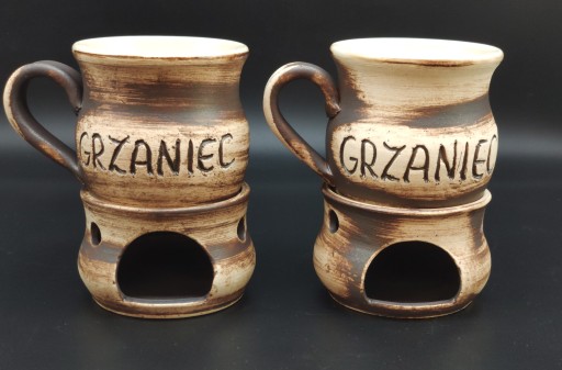 Zestaw do grzanego wina grzańca kubki handmade garncarstwo Bogucki