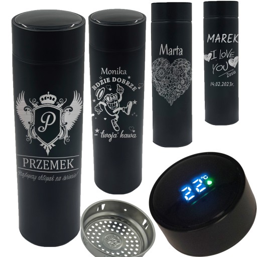 TERMOS KUBEK TERMICZNY LED WYŚWIETLACZ TEMP GRAWER PERSONALIZOWANY