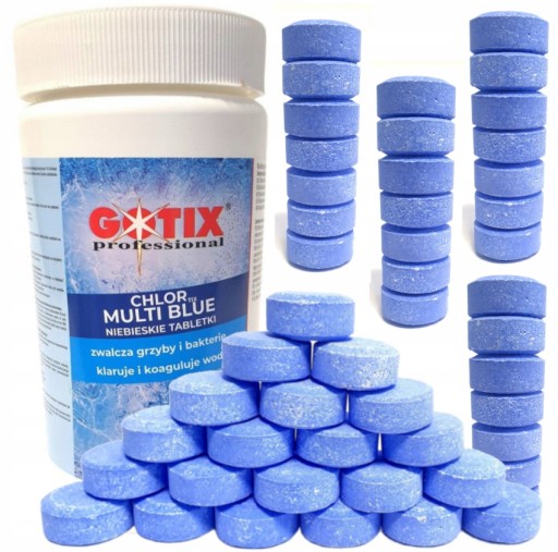 CHEMIA BASENOWA CHLORTIX MULTI BLUE 1 KG 20G NIEBIESKA WODA 10W1 + PORADNIK