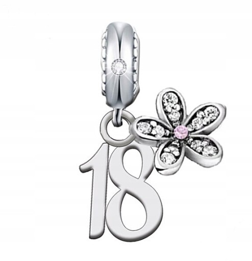 CHARMS ZAWIESZKA 18 Urodziny Rocznica kwiat 925