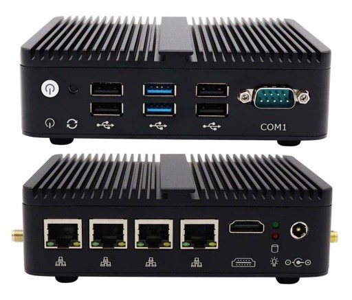 Mini PC Intel Atom 4x LAN RS232 VPN Ruter b/w