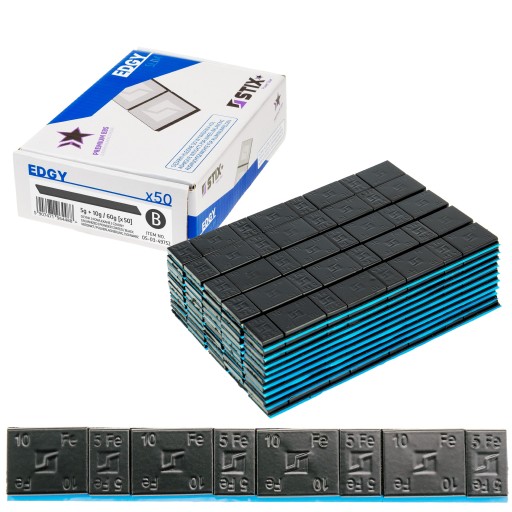 Ciężarki Czarne Klejone do felg ALU 5/10g EDGY SLIM ocynkowane 50szt STIX