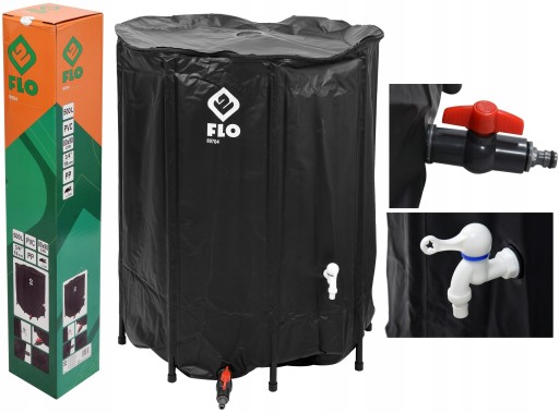 ZBIORNIK NA DESZCZÓWKĘ WODĘ 500L PVC SKŁADANY DUŻY CZARNY 98x80cm