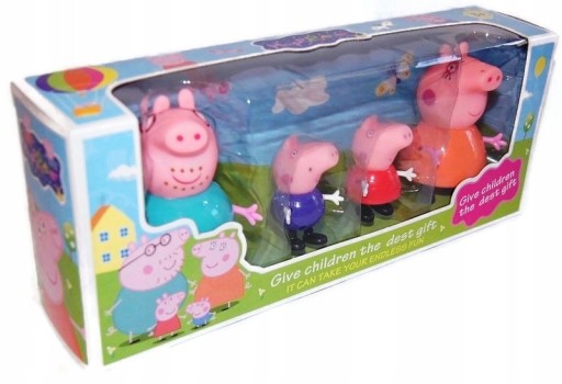 FIGURKI ŚWINKA PEPPA RODZINKA 4w1 cała rodzina Świnka Peppa Gumowe