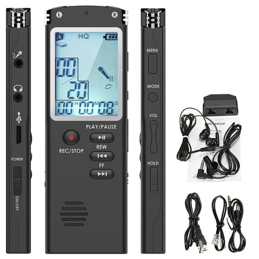 MINI DYKTAFON SZPIEGOWSKI PODSŁUCH AKTYWACJA GŁOSEM ODTWARZACZ MP3 16GB