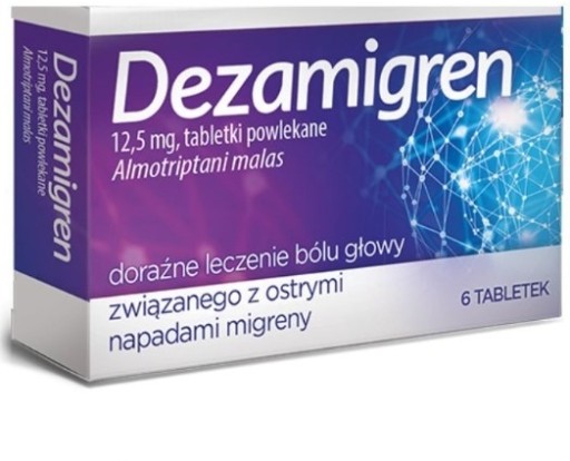 Dezamigren 12,5 mg, 6 tabletek na ostre napady migerny z aurą oraz bez aury