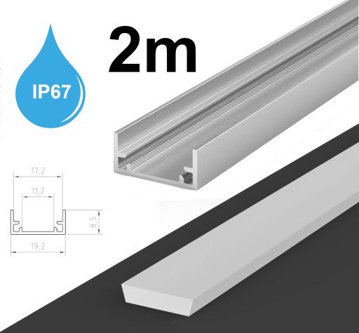 PROFIL LED WODOODPORNY IP67 P11-1 SREBRNY + KLOSZ