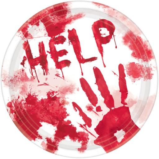 Talerzyki Krew Bloody Halloween 23 cm, 8 szt.