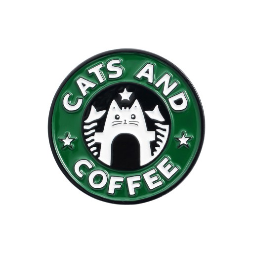 PINETS Przypinka koty Cats and Coffee Kotek Kawa