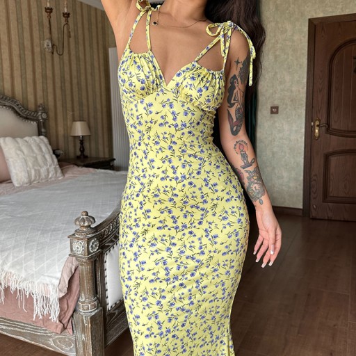 SUKIENKA ELEGANCKA LETNIA MAXI PLAŻOWA W KWIATY