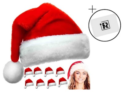 Czapka Świętego Mikołaja Zestaw 12 Sztuk Na Boże Narodzenie + GRATIS