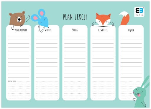 PLAN LEKCJI A4 B&B PASTEL KIDS ZWIERZĄTKA