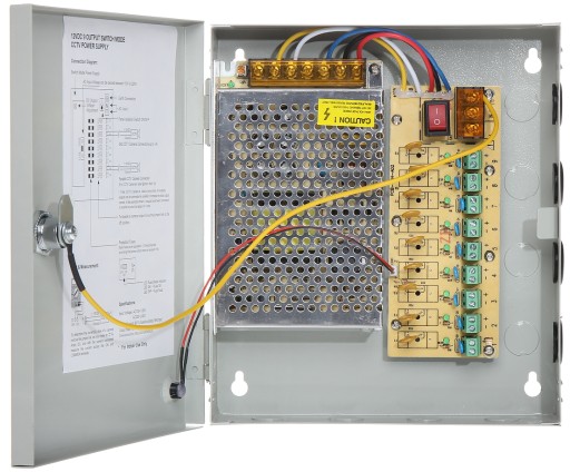 ZASILACZ DO KAMER MONITORINGU 12V DC 8A 9 WYJŚĆ
