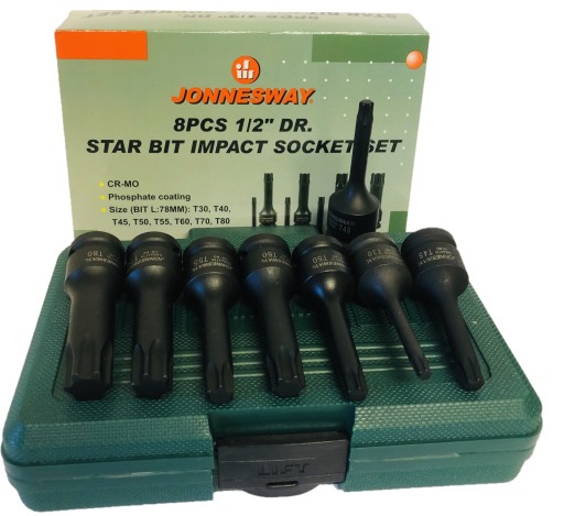 Jonnesway Nasadki klucze udarowe Torx 1/2 T30-T80