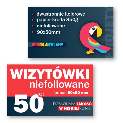 WIZYTÓWKA NIEFOLIOWANA DRUK TWOJEGO PROJEKTU 50szt