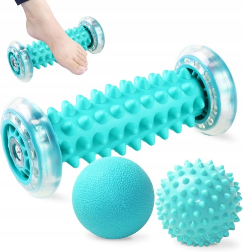 WAŁEK DO MASAŻU STÓP ROLLER MASAŻER ROLKA DO CIAŁA + 2 PIŁKI ZESTAW